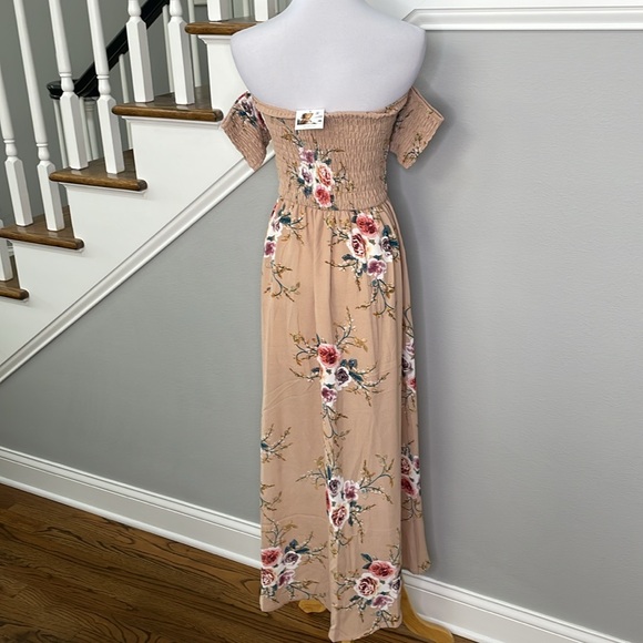 Boho Beach Hut Strapless Floral Print Lightweight High-Low Coverup Dress - Picture 4 of 6